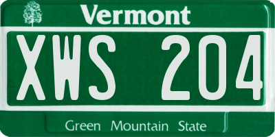 VT license plate XWS204