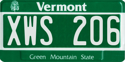 VT license plate XWS206
