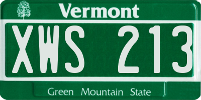VT license plate XWS213