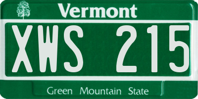 VT license plate XWS215