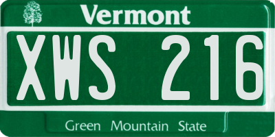 VT license plate XWS216