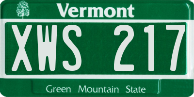 VT license plate XWS217