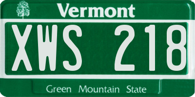 VT license plate XWS218