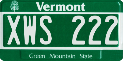 VT license plate XWS222