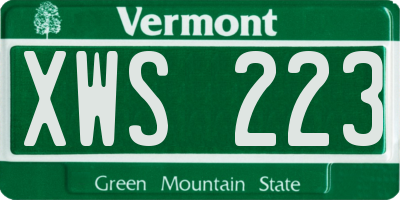 VT license plate XWS223