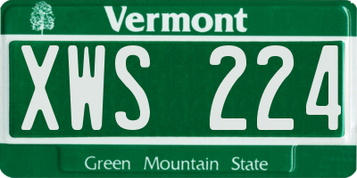 VT license plate XWS224