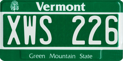 VT license plate XWS226
