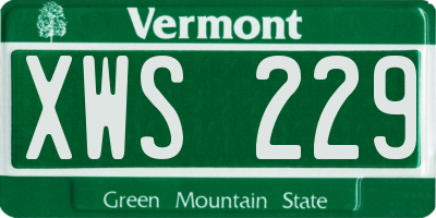 VT license plate XWS229