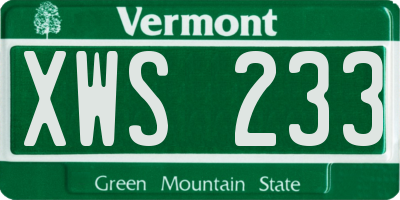 VT license plate XWS233