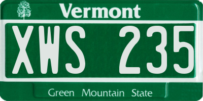 VT license plate XWS235