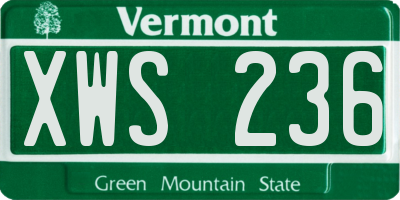 VT license plate XWS236