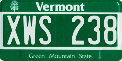 VT license plate XWS238