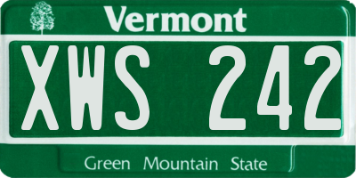 VT license plate XWS242