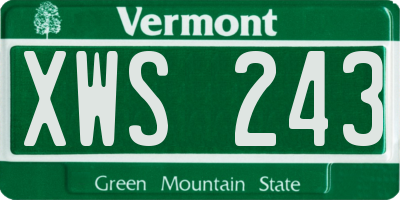 VT license plate XWS243