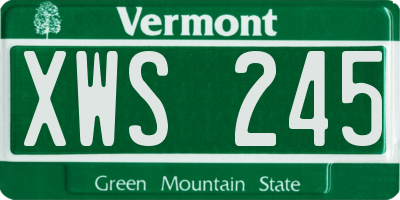 VT license plate XWS245