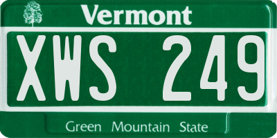 VT license plate XWS249