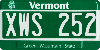 VT license plate XWS252