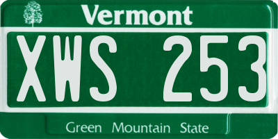 VT license plate XWS253