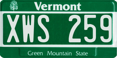 VT license plate XWS259