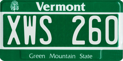 VT license plate XWS260