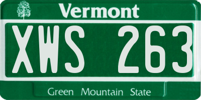 VT license plate XWS263