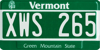 VT license plate XWS265