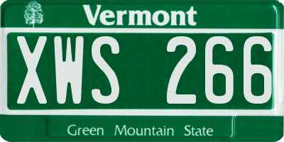 VT license plate XWS266