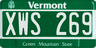 VT license plate XWS269