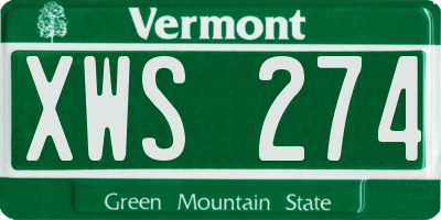 VT license plate XWS274