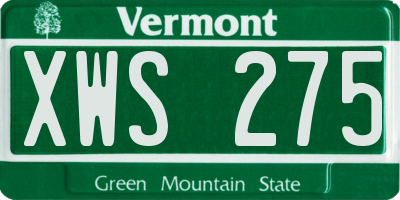 VT license plate XWS275