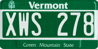 VT license plate XWS278