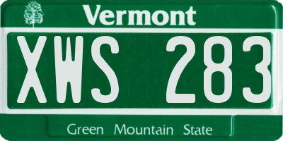 VT license plate XWS283