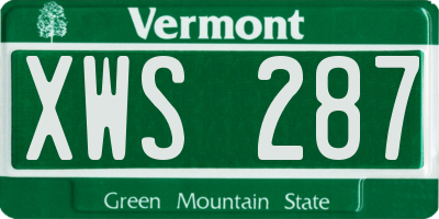 VT license plate XWS287