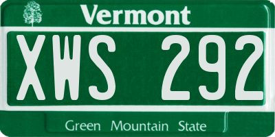 VT license plate XWS292