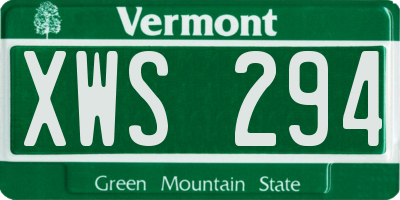 VT license plate XWS294