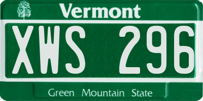 VT license plate XWS296