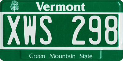 VT license plate XWS298