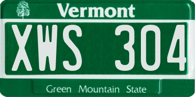 VT license plate XWS304