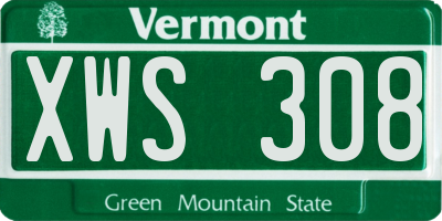 VT license plate XWS308