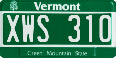 VT license plate XWS310