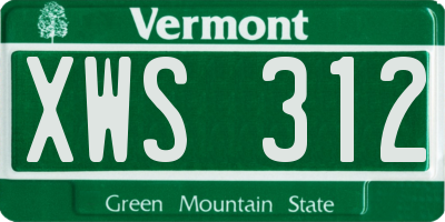 VT license plate XWS312