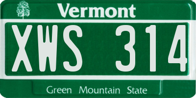 VT license plate XWS314