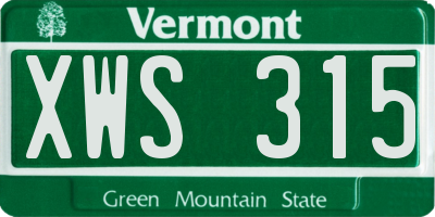 VT license plate XWS315
