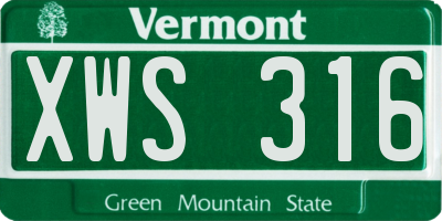 VT license plate XWS316