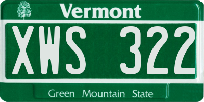 VT license plate XWS322