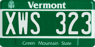 VT license plate XWS323
