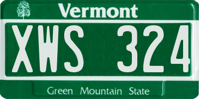 VT license plate XWS324