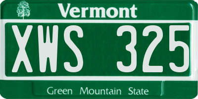 VT license plate XWS325