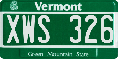 VT license plate XWS326