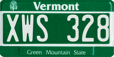 VT license plate XWS328